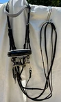 Dressage Double Bridle, Royal Oak, Horse/full, Patent Noseband, Rhinestone,black. Fixed Price $175.00.