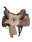 Western Barrel Horse Saddle Floral Tooled With Matching Tack Set. Fixed Price $499.00.