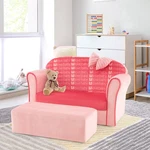 Kids Double Sofa With Footstool 2 Seat Armrest Chair Lounge Soft Velvet Pink. Fixed Price $65.99.