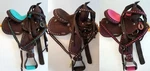 10" Western Trail Lead-line Synthetic Saddle 4P Hsbp Pink Purple Brn Buck Stitch. Fixed Price $194.00.