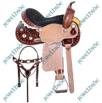Western Barrel Silver Stud Pleasure Trail Leather Horse Saddle Set 10"-18" F/s. Fixed Price $386.94.