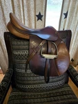 Pessoa English Hunt Saddle 17M. Fixed Price $995.00.
