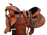 Custom Made Western Barrel Saddle Horse Pleasure Tooled Leather Tack 18 17 16 15. Fixed Price $399.68.
