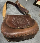 Vintage Hand Crafted Saddle Leather Tooled Brown Bag Purse Name Pat. Fixed Price $50.00.