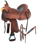 14", 15", 16" Double Roughout Barrel Style Horse Saddle Set. Fixed Price $410.00.
