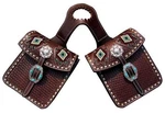 Showman Basket Weave Tooled Horn Bag W/ Beaded Inlays & Turquoise Stone Buckles. Fixed Price $50.95.