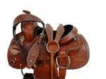 Kids Pony Saddle Western Pleasure Trail Floral Tooled Leather Used Tack 10 12 13. Fixed Price $299.77.