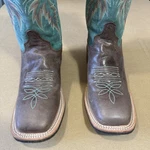Justin BRL335 Ladies Bent Rail Western Boot Teal Flame Chocolate Women's 8B Nwot. Fixed Price $129.99.