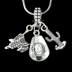 Saddle Horse Riding Cowboy Hat Cactus Desert Arizona Texas Western Necklace Gift. Fixed Price $45.00.