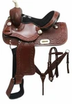 Double Youth Barrel Style Saddle Set With Zigzag & Basket Weave Tooling 12". Fixed Price $296.38.