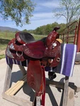 Circle Y Equitation 16" Western Show Saddle With Engraved Silver Plating. Fixed Price $1250.00.