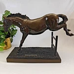 Antique 22" Bronze Horse Sculpture Stallion Jumping Fence - Signed N. Luse. Fixed Price $600.00.