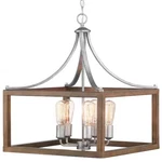 Boswell Quarter 20 In. 5-LIGHT Silver Coastal Pendant W/ Chestnut Wood. Fixed Price $199.99.