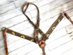 Western Saddle Horse Leather Tack Set W/ Sunflower Design Bridle + Breast Collar. Fixed Price $62.27.