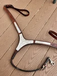 Used Leather Tooled Silver Plate Show Breast Collar Horse Tack. Fixed Price $80.00.
