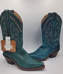Size 7 - Justin Boots Women Damiana Boho Green Turquoise Western Cowgirl Snip. Fixed Price $99.99.