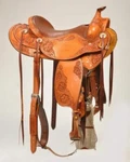 Western Barrel Saddle On Eco-leather Buffalo Color Tan Drum Dye Finish Tack. Fixed Price $499.00.