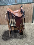 Synergist Western Saddle 17" Seat With The Famous Jean Seam English Rigging. Fixed Price $1800.00.