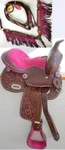 Show Barrel Saddle 10" 12" Pink & Dark Tone Bedazzled Option Pony/ Full Hsbp. Fixed Price $330.60.