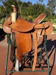 Handcrafted Saddlery Dakota Roping 16 Tooled Leather Stirrups. Fixed Price $1500.00.