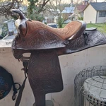 Simco Western Saddle 14" Vintage Floral Leather Tooling Sqhb. Fixed Price $300.00.