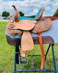 Kids-adults Western Horse Barrel & Floral Tooled Saddle With Free Shipping. Fixed Price $384.99.
