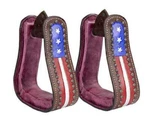 Tahoe Patriotic American Flag Leather Adult Stirrups Pair For Western Saddles. Fixed Price $57.95.
