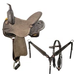 15" Double Western Barrel Saddle W/matching Headstall & Breast Collar. Fixed Price $385.00.