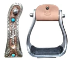 Western Cactus Turquoise Stone Engraved Barrel Racing Aluminum Saddle Show. Fixed Price $59.99.
