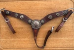 Basket Tooled Large Silver Concho Western Barrel Racing Breast Collar. Fixed Price $75.00.