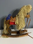 Miniature Hand Made Rocking Horse With Leather Saddle, 1988, Stapley Saddlery. Fixed Price $150.00.