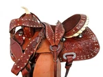 Used Western Saddle Barrel Racing Trail Horse Pleasure Leather Tack Set 15 16. Fixed Price $279.09.