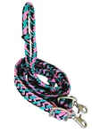 Horse Challenger Western Nylon Braided Roping Knotted Barrel Reins Pink Black. Fixed Price $21.99.