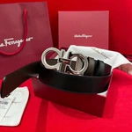 Salvatore Ferragamo Belt Handcrafted Classic Italian Leather Silver Buckle. Fixed Price $105.00.