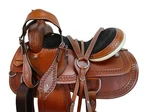18 17 16 15 Western Padded Seat Saddle Brown Tooled Leather Trail Pleasure Horse. Fixed Price $399.64.