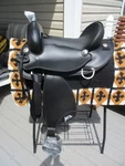 New 16'' Black Abetta Original Western Trail Saddle Fqh Bars. Fixed Price $500.00.