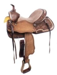 15" Double Basket Weave And Floral Tooled Barrel Style Horse Riding Saddle. Fixed Price $370.00.